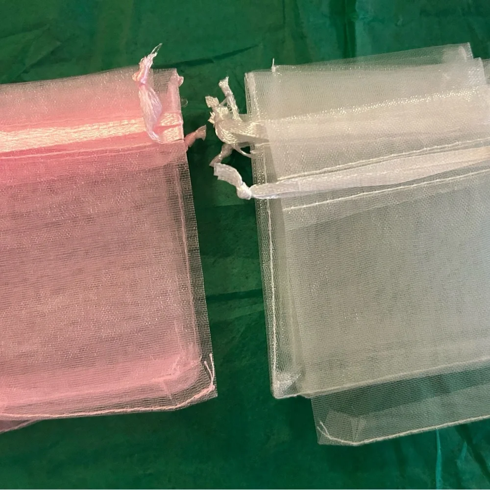 (10) Organza Gift Bags - Pink or White NEW
